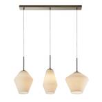 Lindby Ekkis hanglamp, 3-lamps, lang, opaalwit