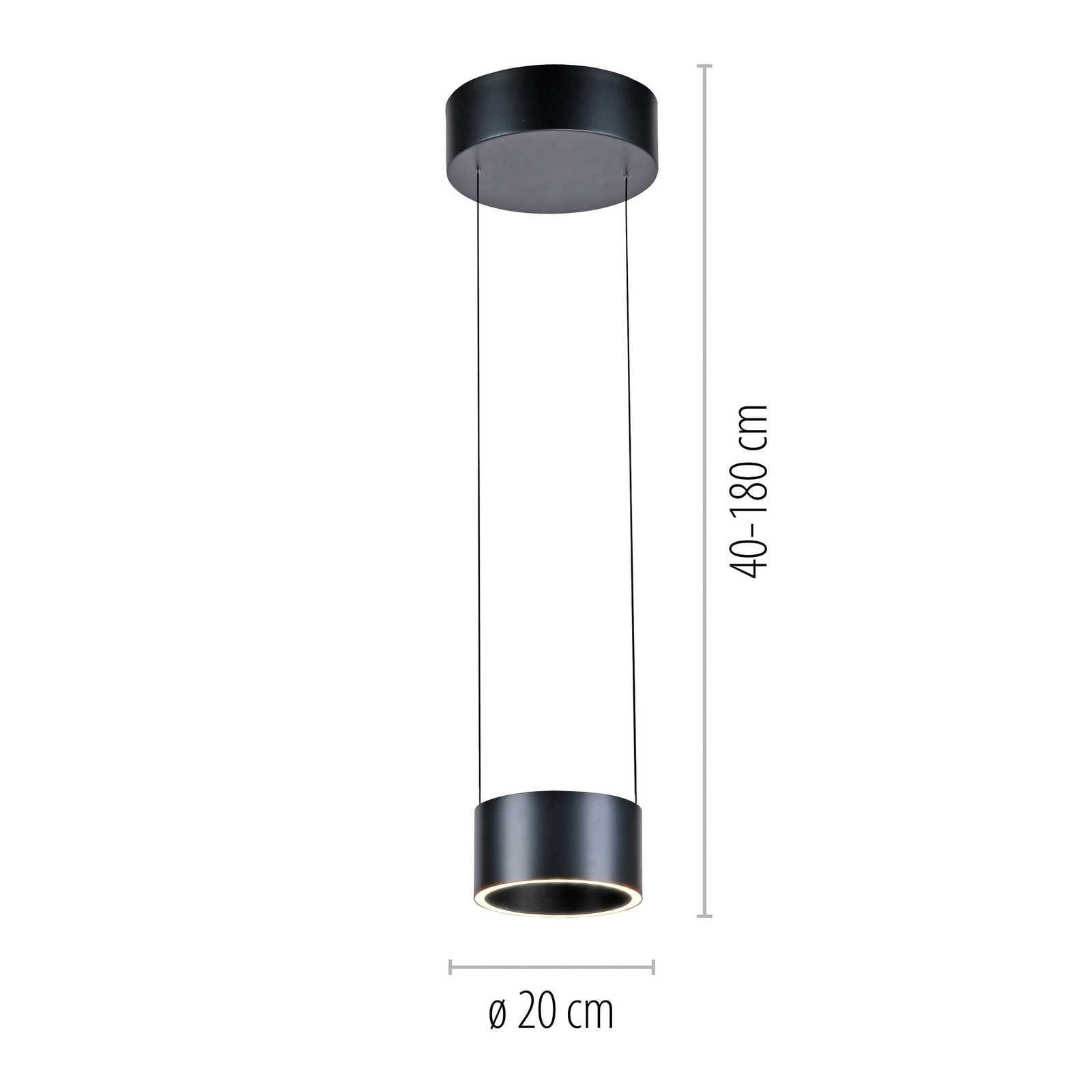 PURE LED-Pendellampe Clipse, grau, Ø 20 cm CCT Dimmer 2-flg