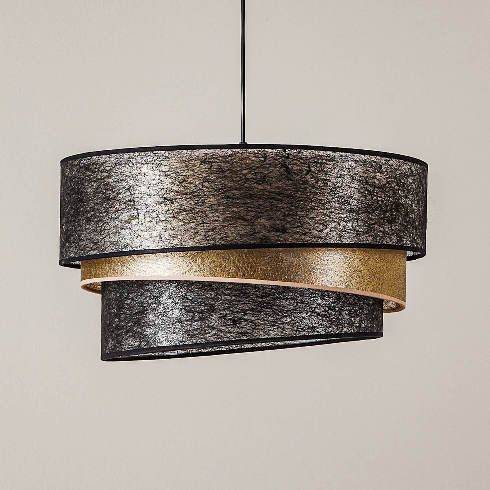 Suspension Trio shine non-tissé noire/or 1 lampe