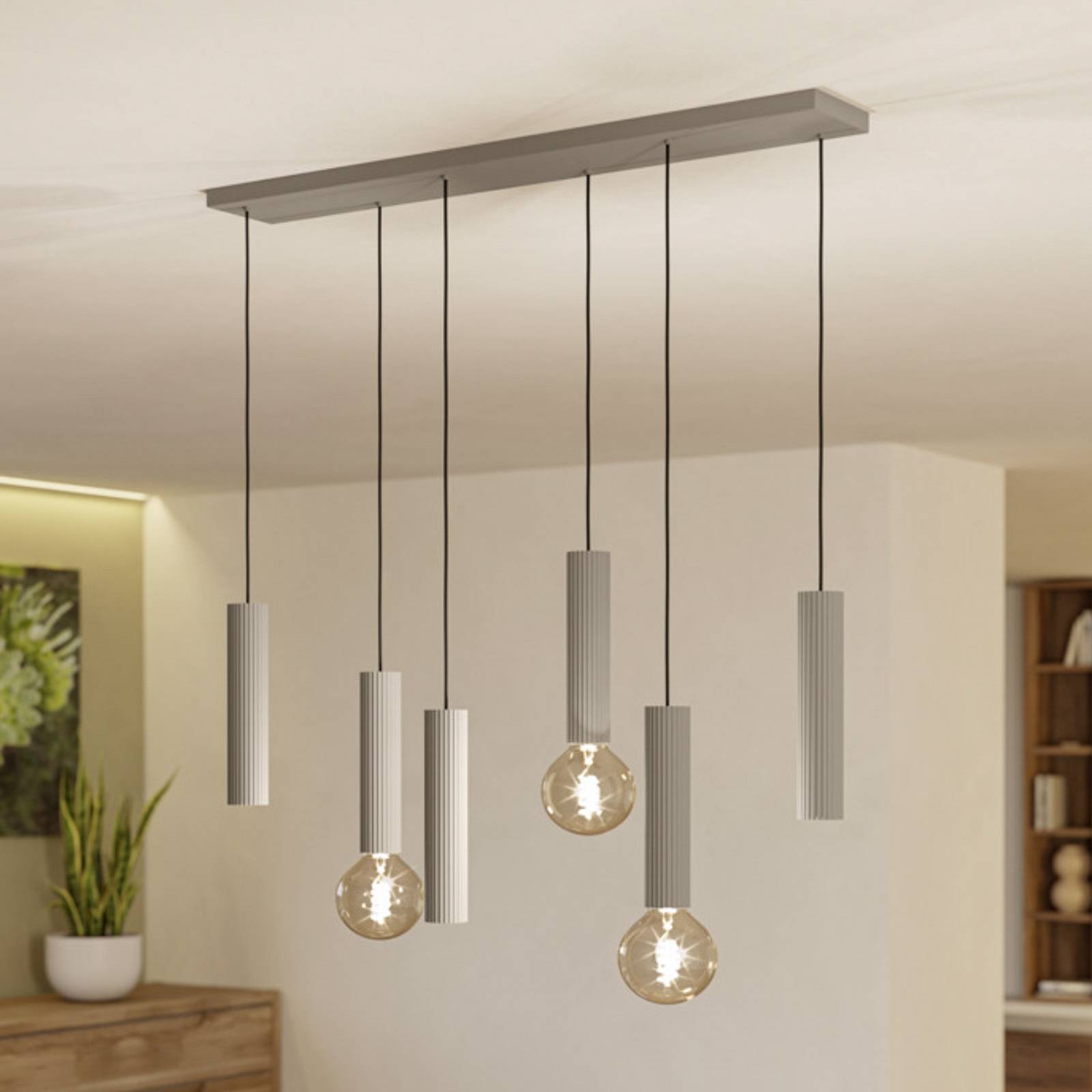EGLO hanglamp FARIOLO, beige, lengte 96 cm, 6-lamps, metaal