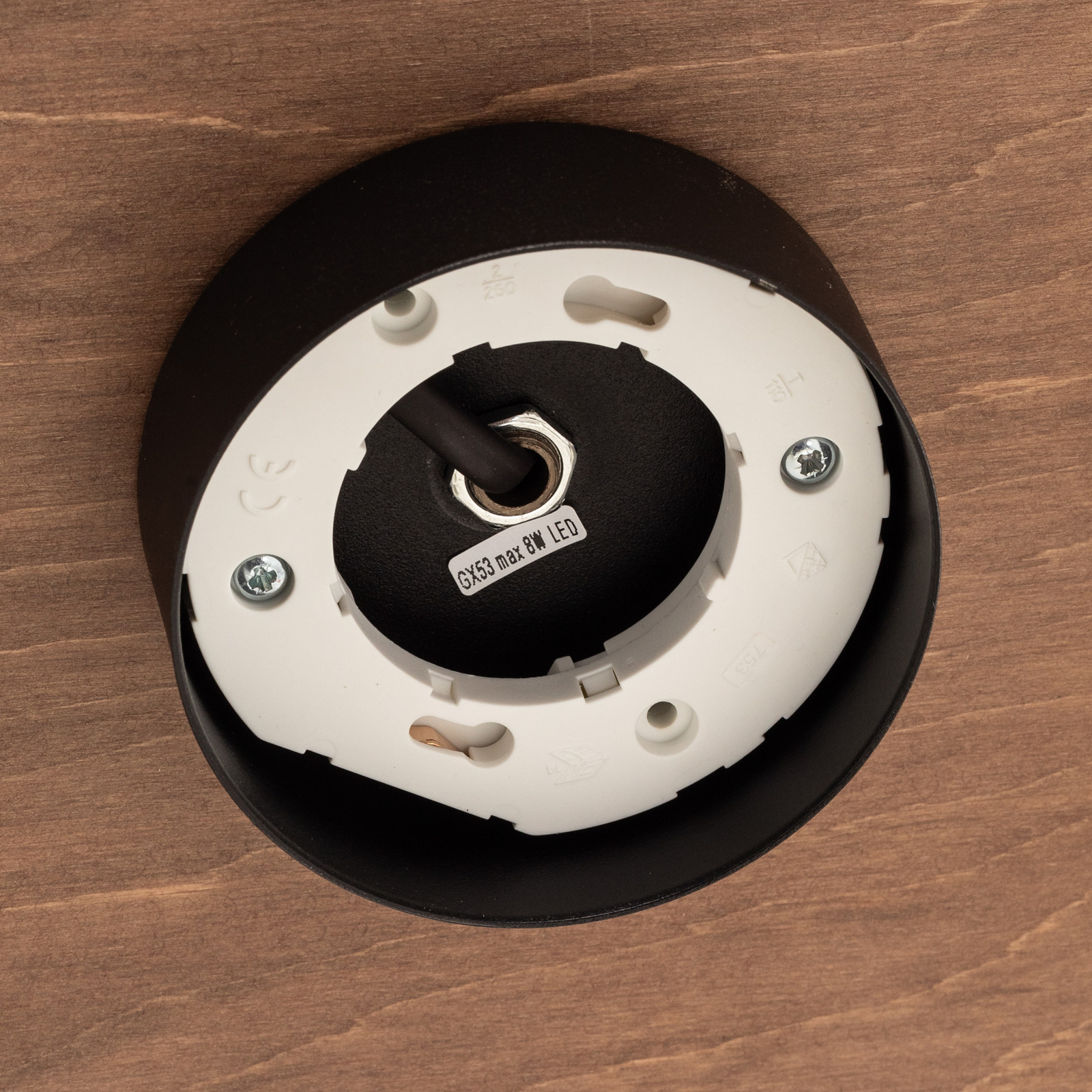 Plafonnier Disk avec éléments en bois, à 3 lampes