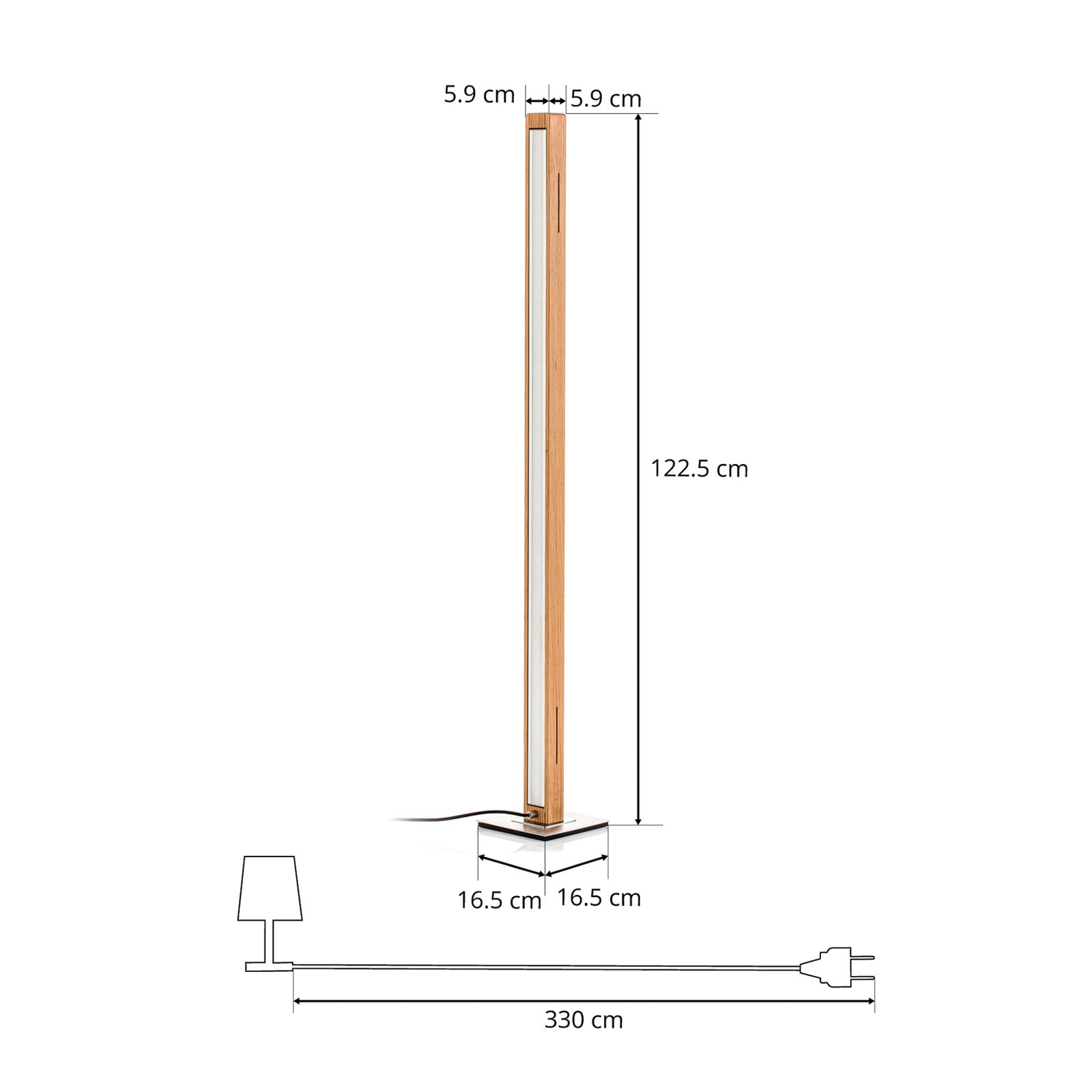 HerzBlut Leonora piantana LED 122,5cm rovere natur