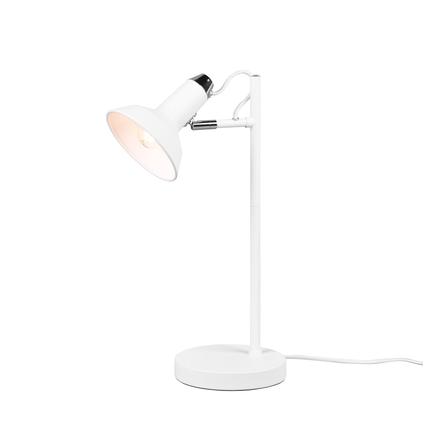 Lámpara de mesa Roxie, orientable, blanco mate