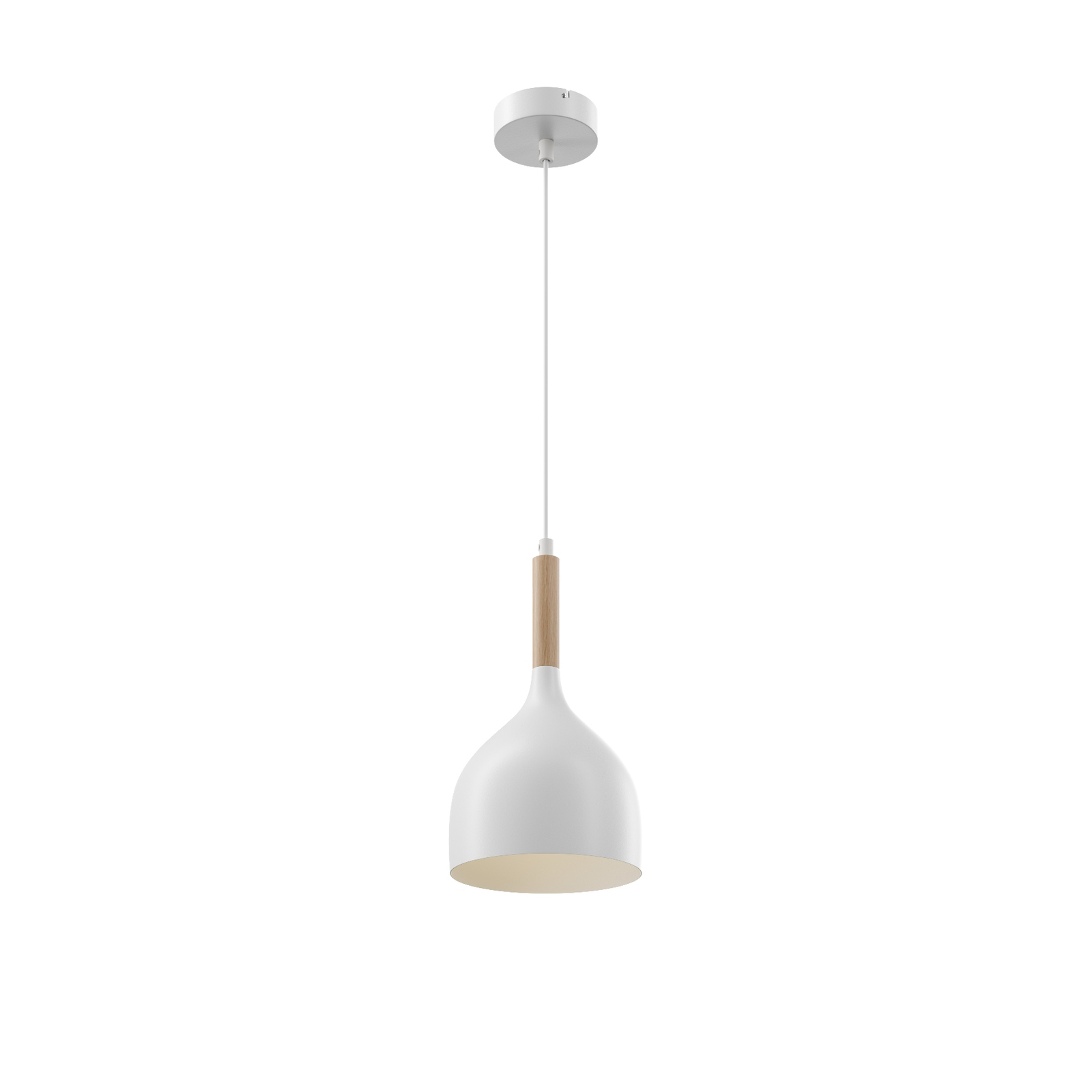 Noak hanging light 1-bulb, white/natural wood