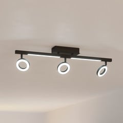 Faretto da soffitto Cardillio 2 nero con tre Ring