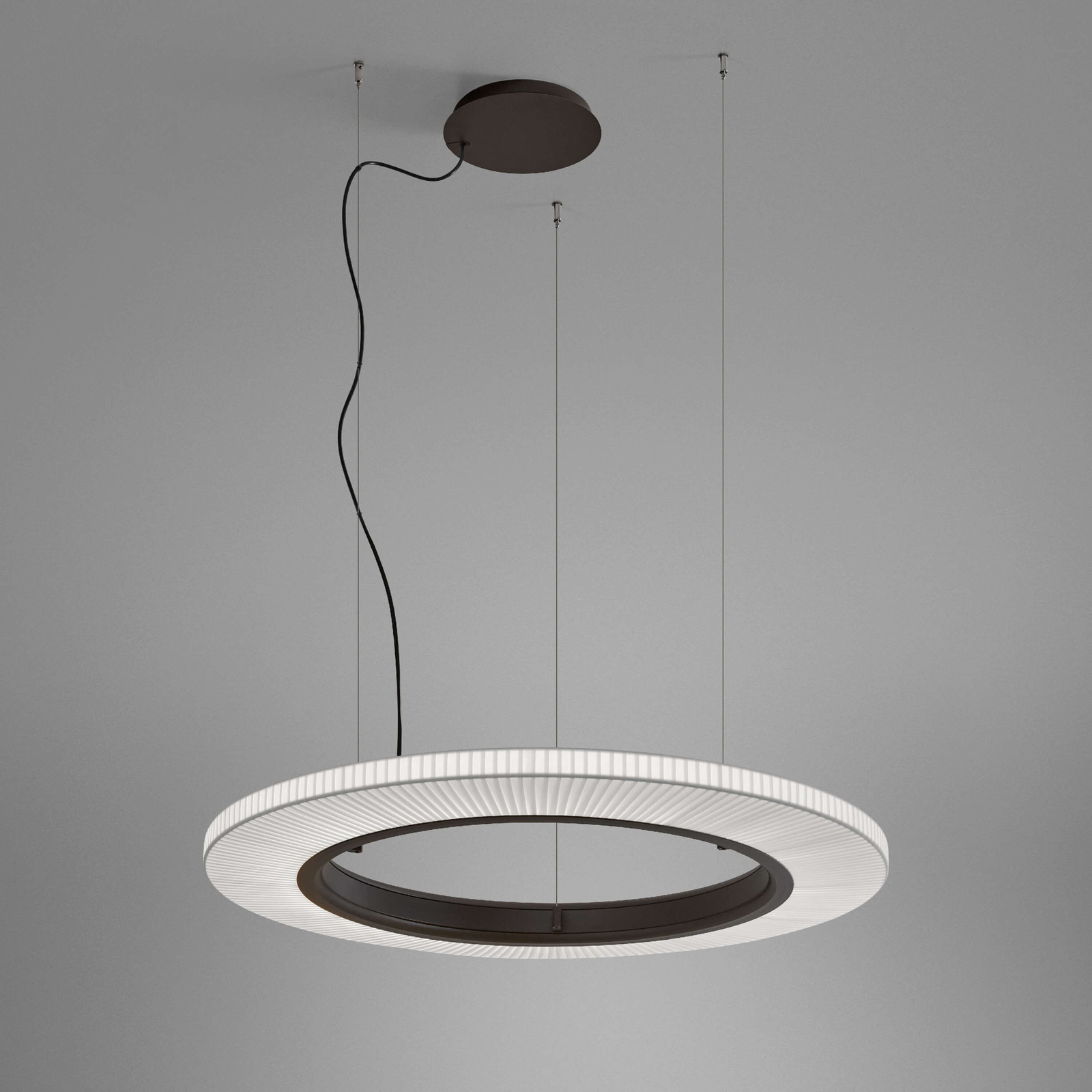 Bover LED piekaramā lampa Roda S/90, brūna/balta, Ø 90 cm, 1-10V