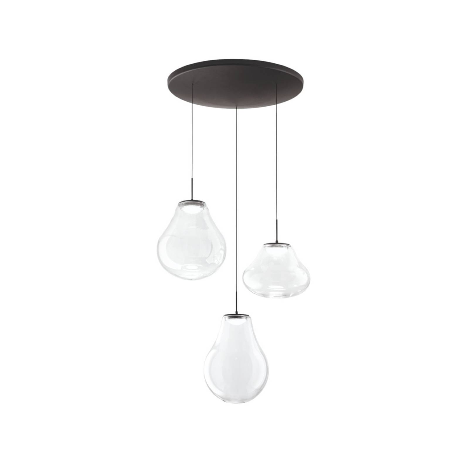 Lampa wisząca LED Deva, 3-punktowa, Ø 50 cm, przezroczysta, CCT, ściemniana