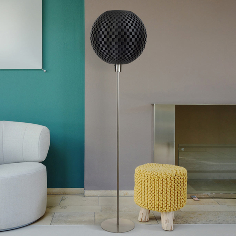 Flechtwerk standerlampe, kugle, grafit