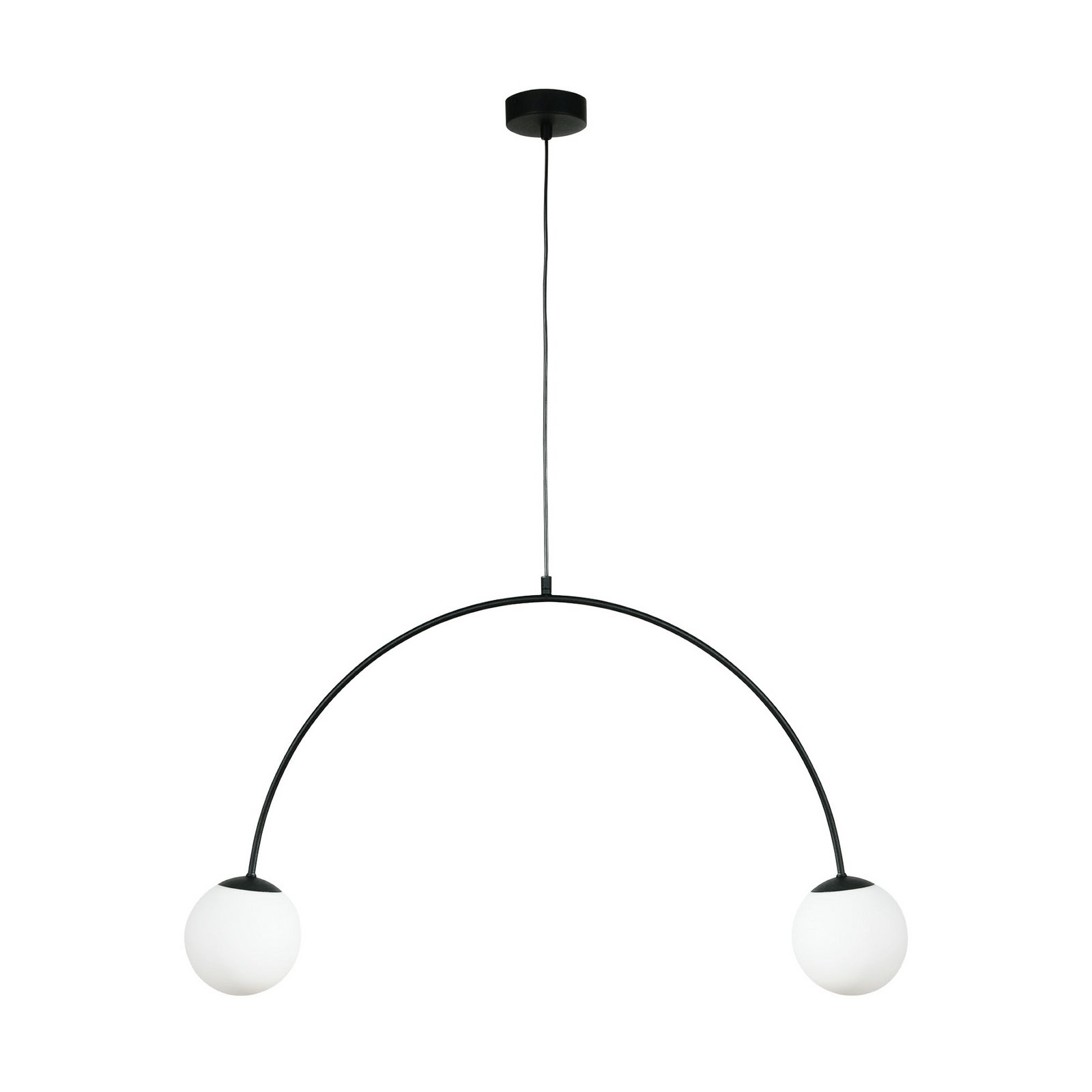 Hanglamp Nova, glas/metaal, zwart/wit, 2-lamps
