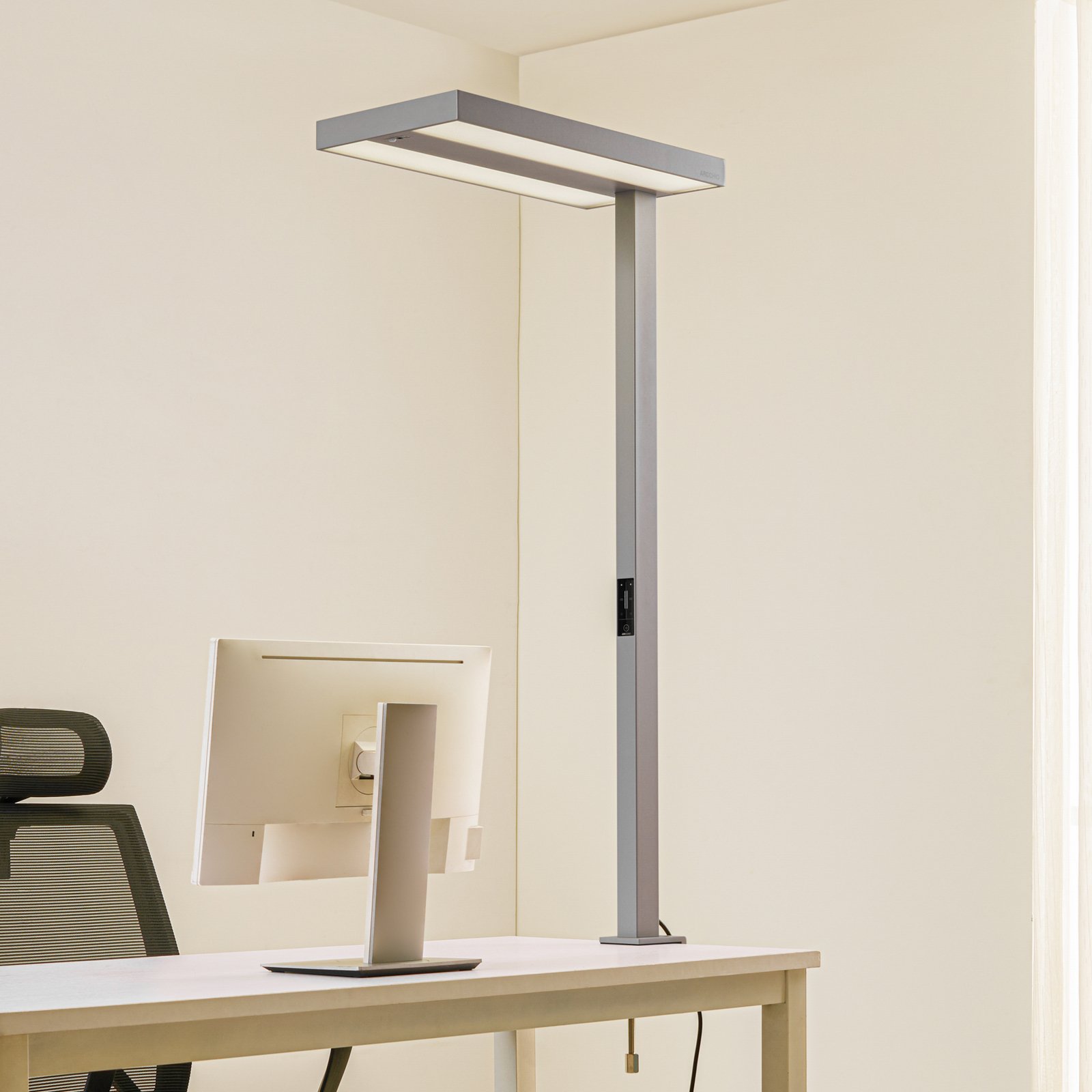 Lampe de bureau à pince LED Arcchio Logan, argent, intensité variable, capteur