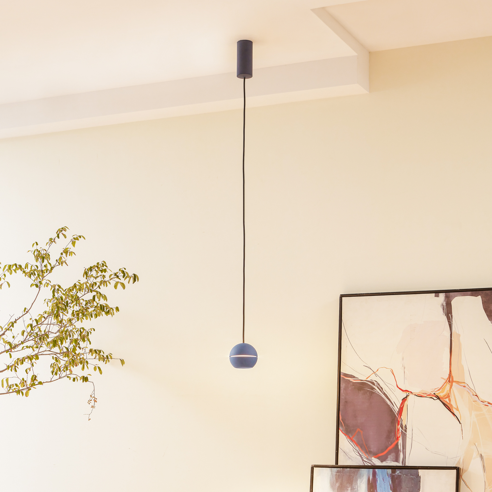 Lucande LED hanglamp Plarion, blauw, aluminium, Ø 9 cm