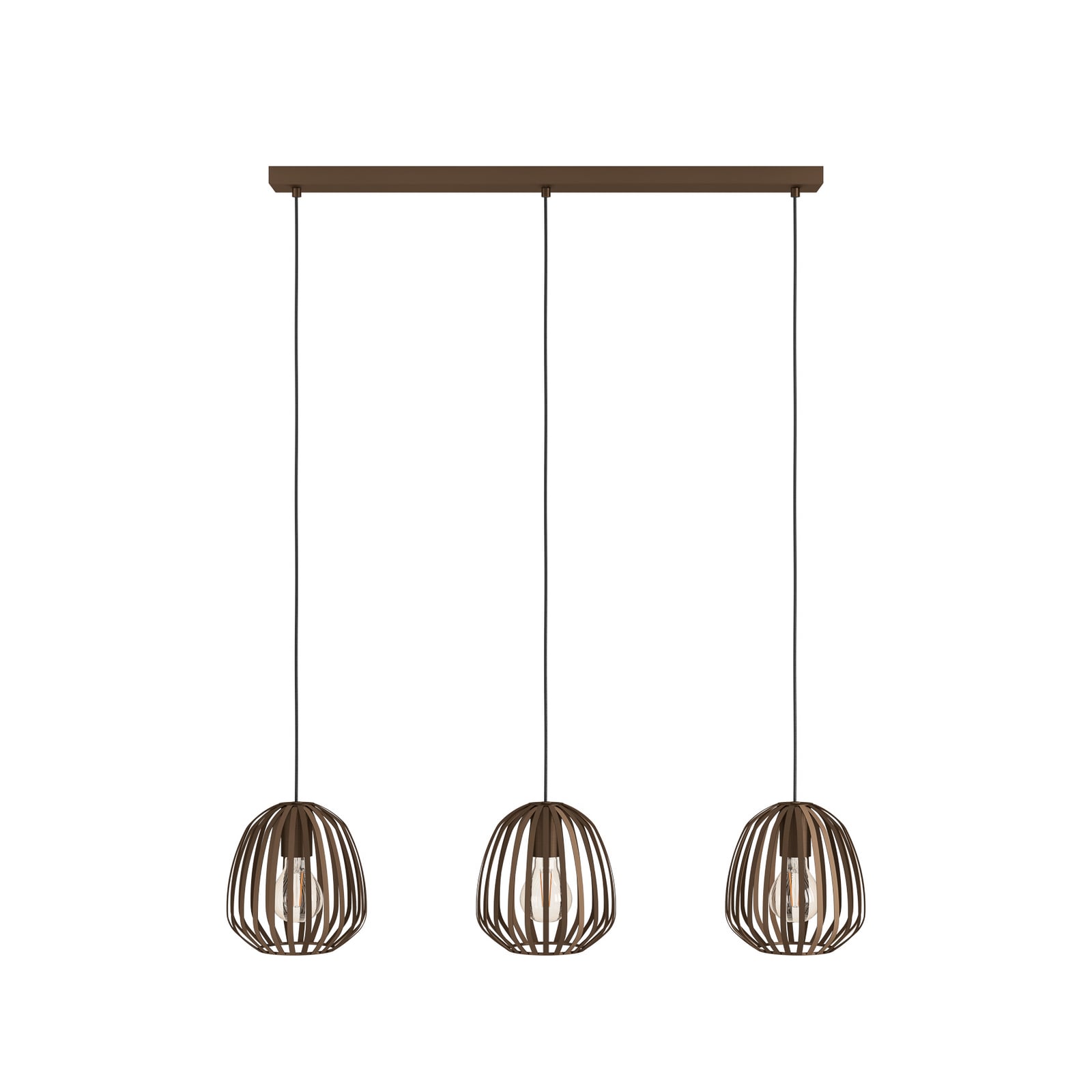 Espinal pendant light, brushed bronze, length 90 cm, 3-bulb.