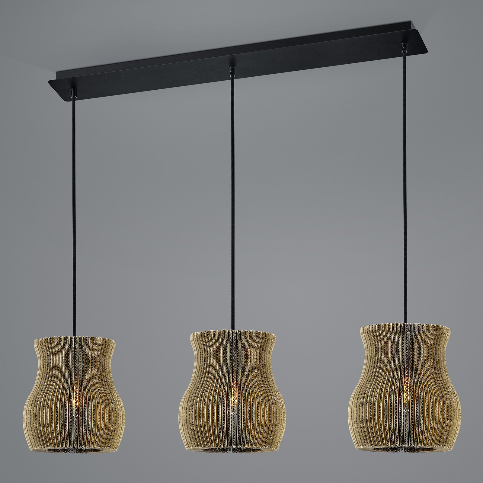 Hängande lampa Layer tillverkad av kartong böjd 3-ljus