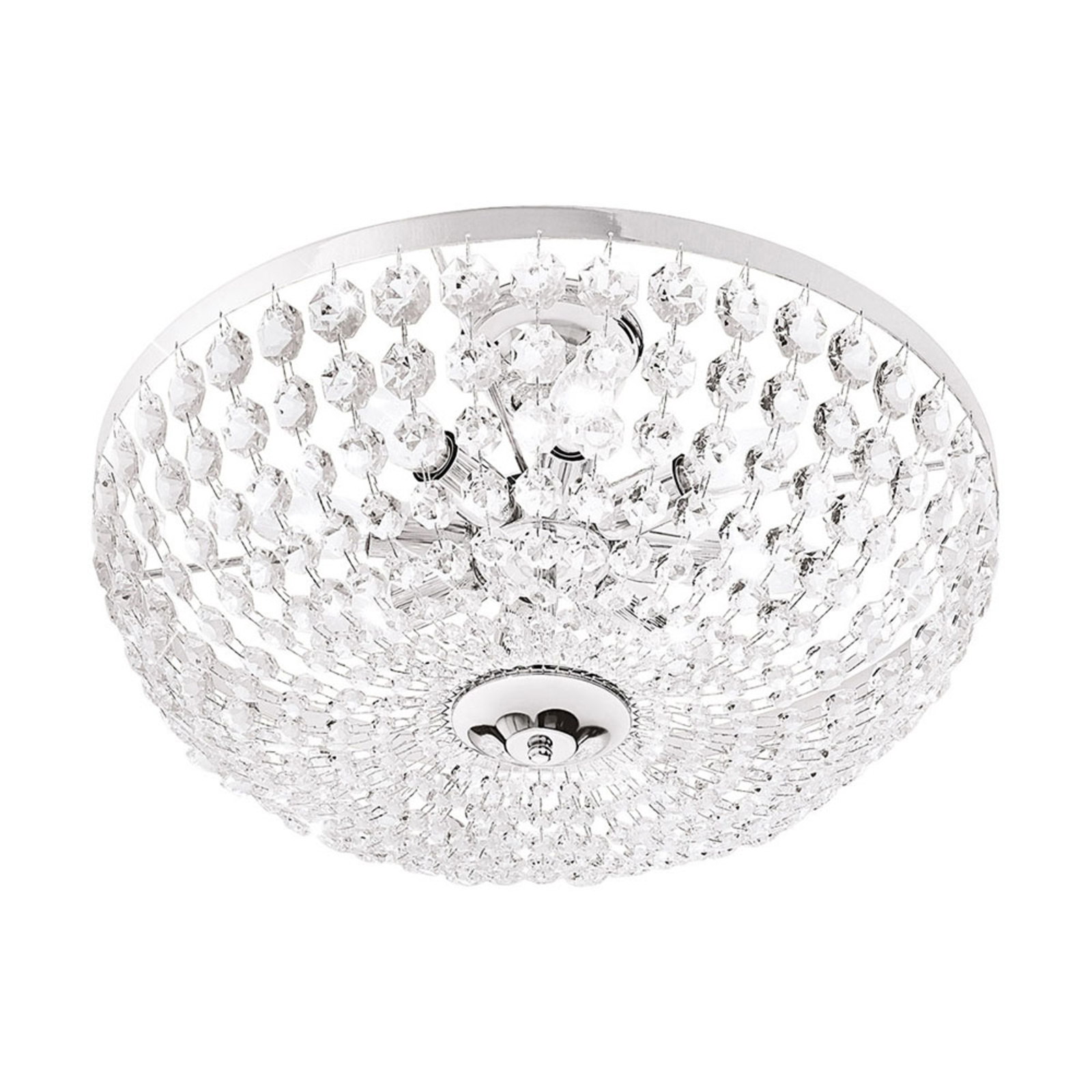 AUSTROLUX BY Kolarz Valerie ceiling light, chrome, Ø 50 cm, for Living / Dining Room, metal, crystal, E14, 40 W, energy efficiency: A++, H: 26 cm