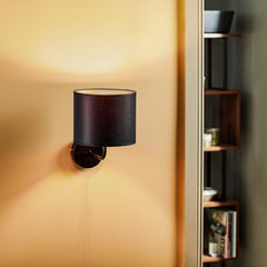 Aplique de pared Soho cilíndrico negro/dorado