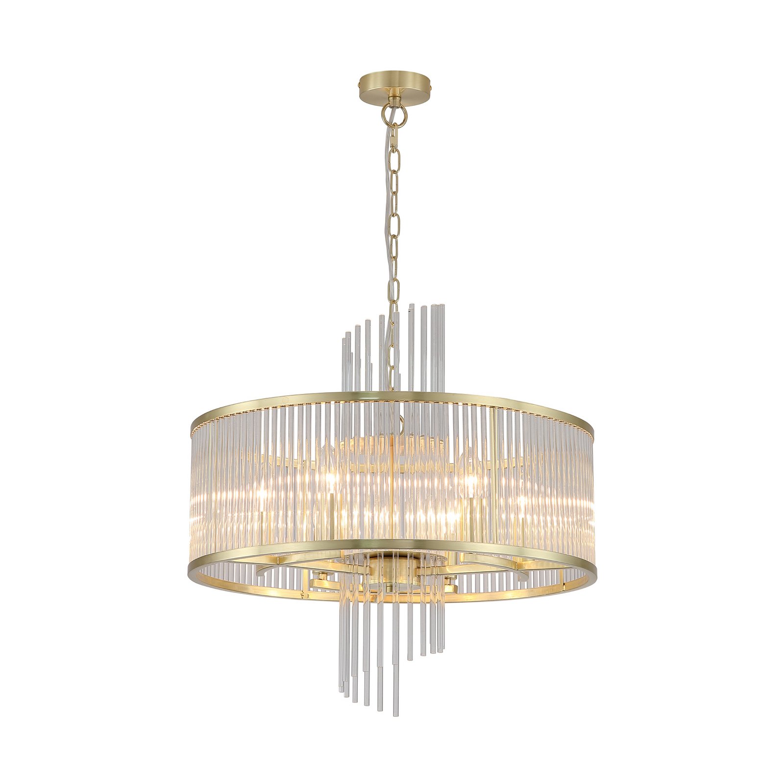 Hängelampe Lara, Ø 55 cm, goldfarben/klar, Glas/Metall