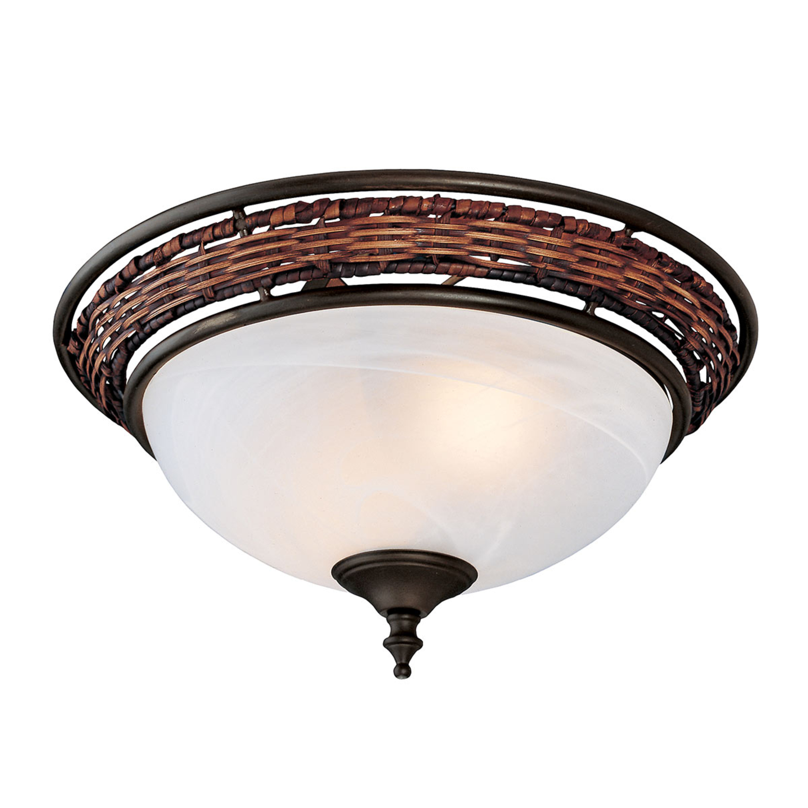 Hunter Wicker Bowl light for ceiling fan, metal, glass, wood, E27, 60 W, energy efficiency: A++, H: 28 cm
