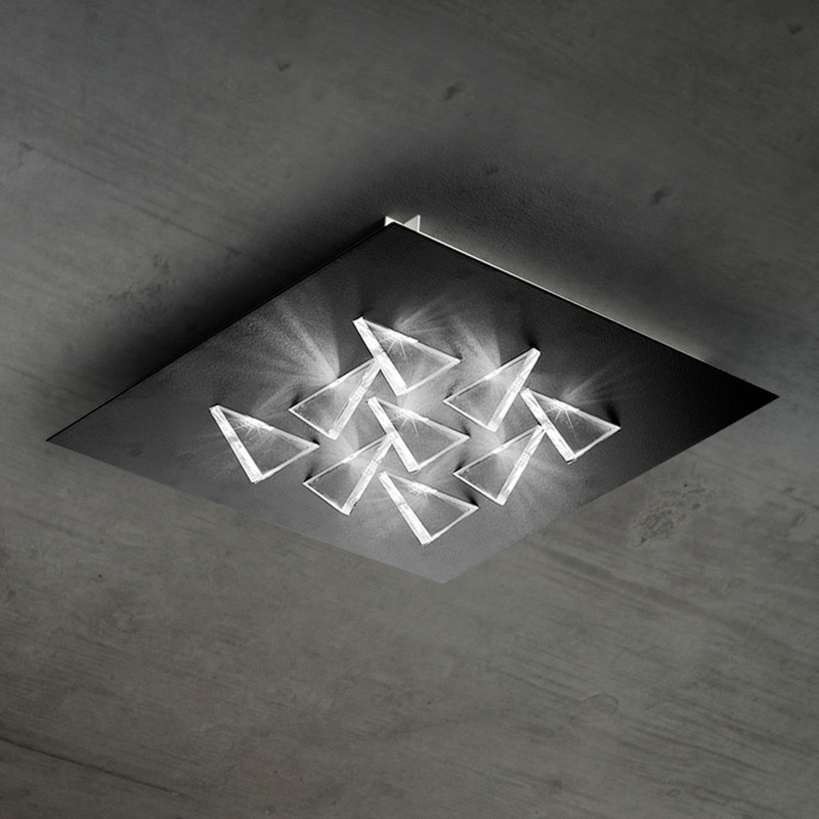 BRAGA Effective LED ceiling lamp Cristalli, black, for Living / Dining Room, metal, methacrylate, 35 W, energy efficiency: A+, L: 50 cm, W: 50 cm, H: 8 cm