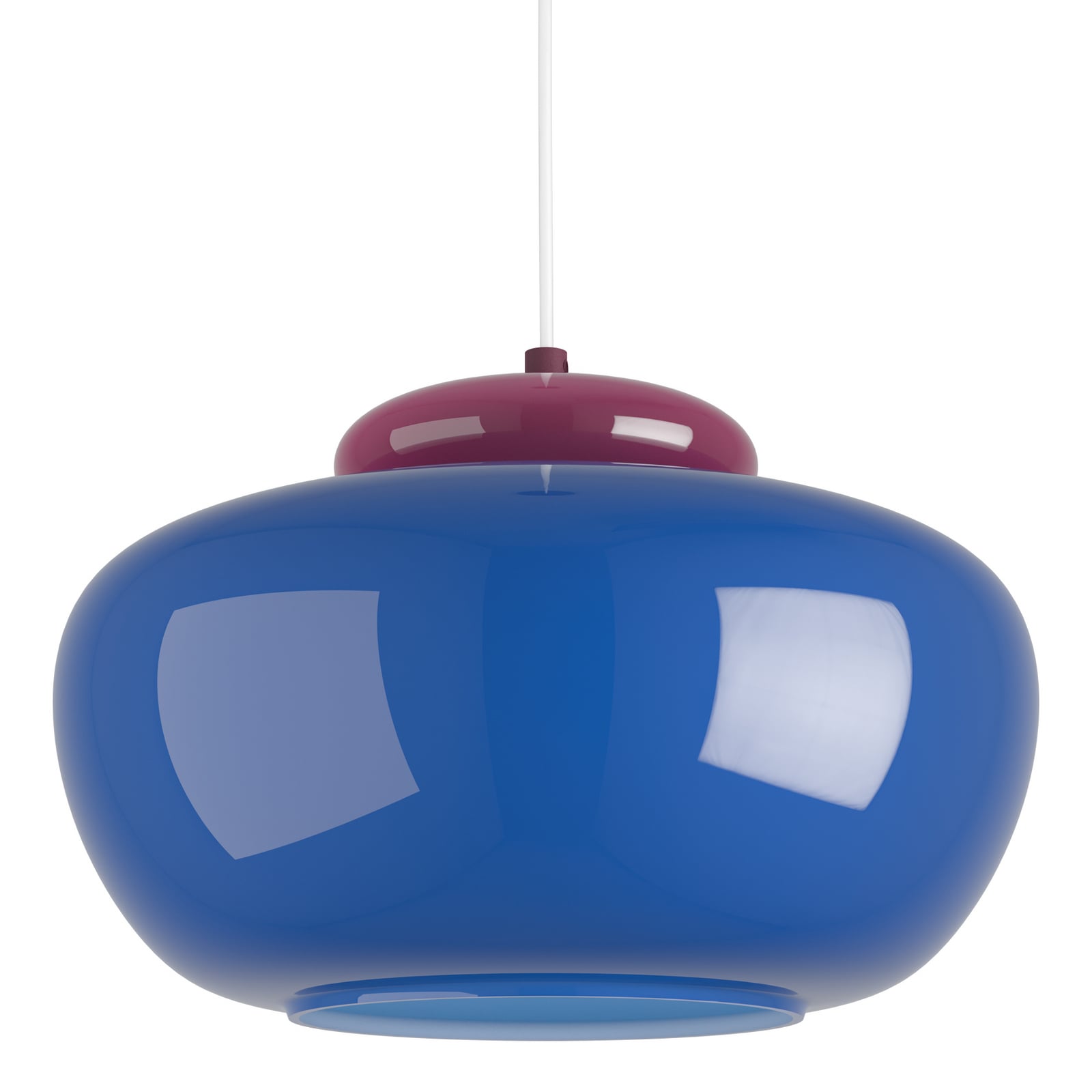 Závesné svietidlo Berardelli, modrá/moruša, Ø 30 cm, sklo, E27