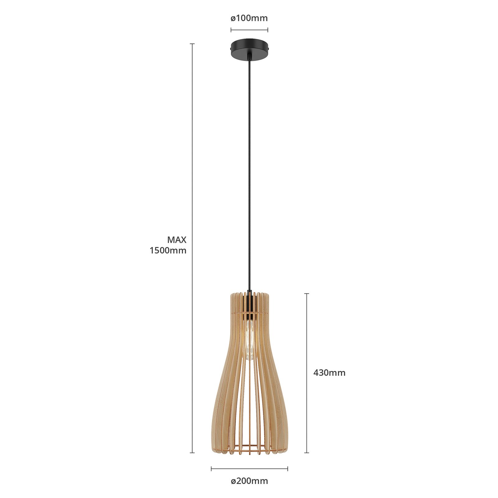 Furn Lampada a Sospensione Nero/Quercia - Envostar