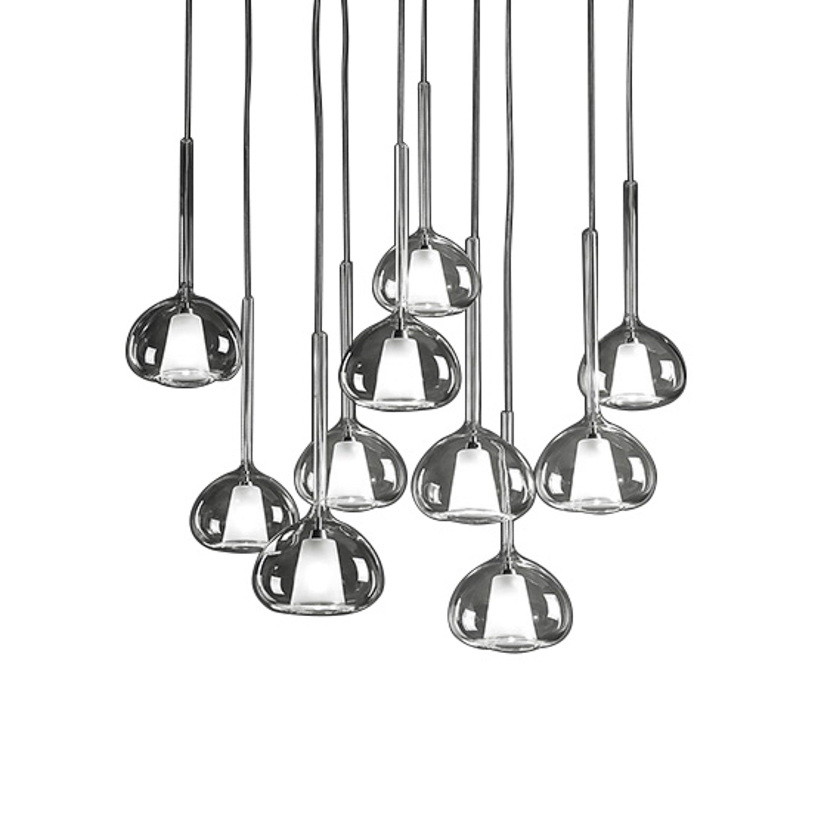 Unieke Glas hanglamp Beba, 10-lamps.