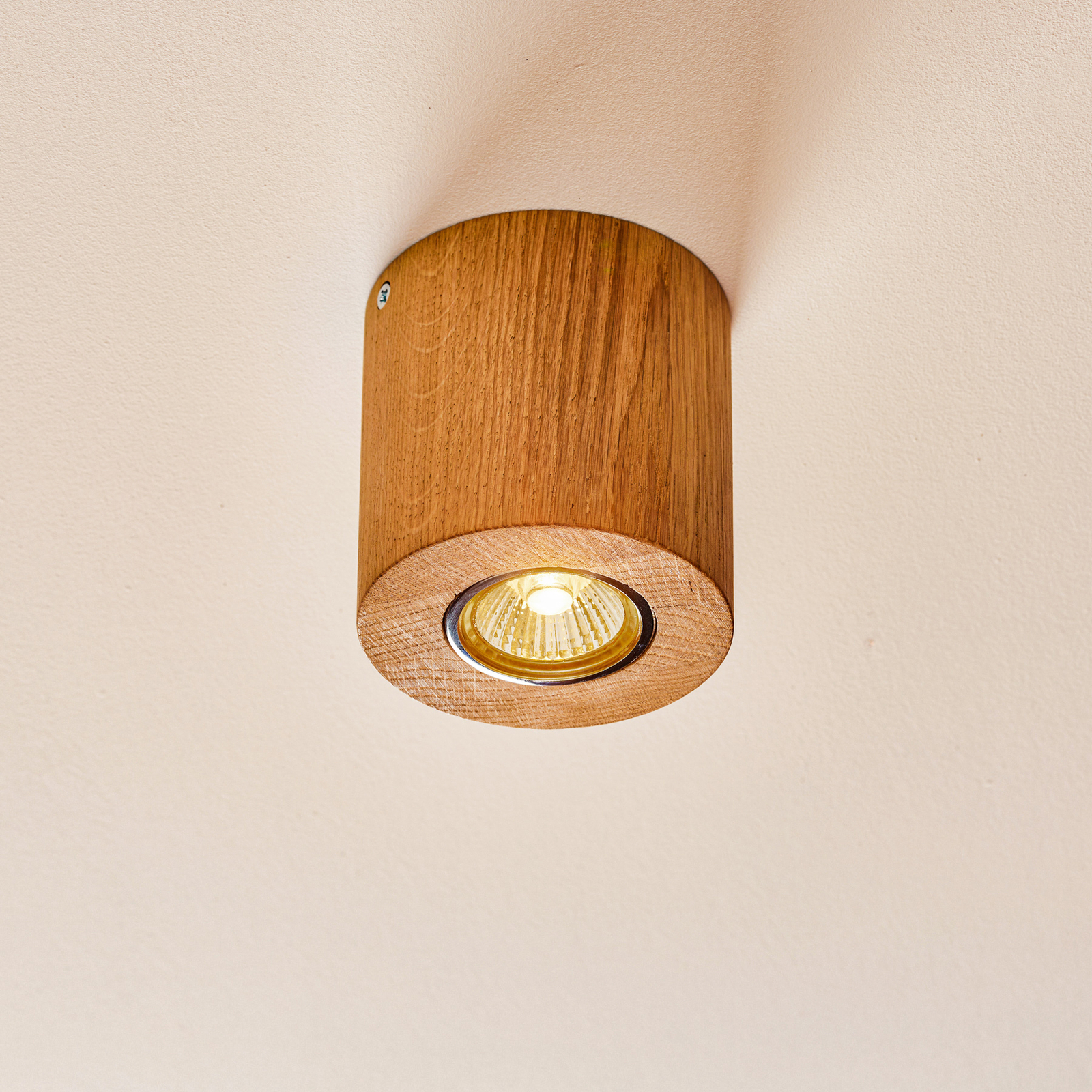 Candeeiro de teto Wooddream 1-luz em carvalho, redondo, 10cm