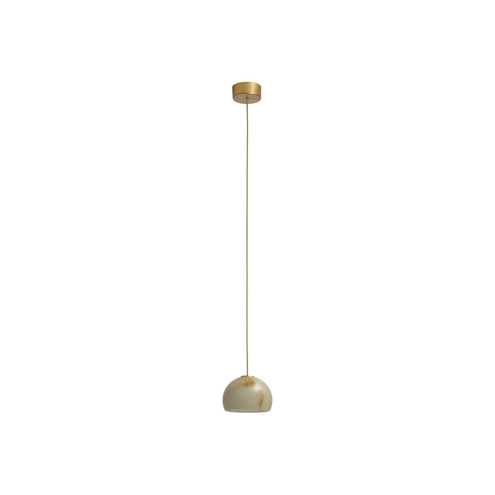 Carpyen LED-hänglampa Neil alabaster guld Ø 15cm