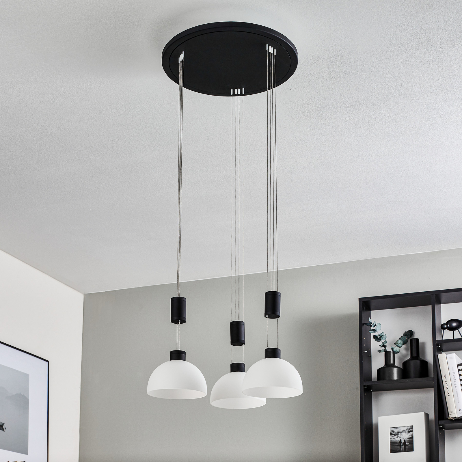 Rothfels Laurena LED hanging light 3-bulb round black