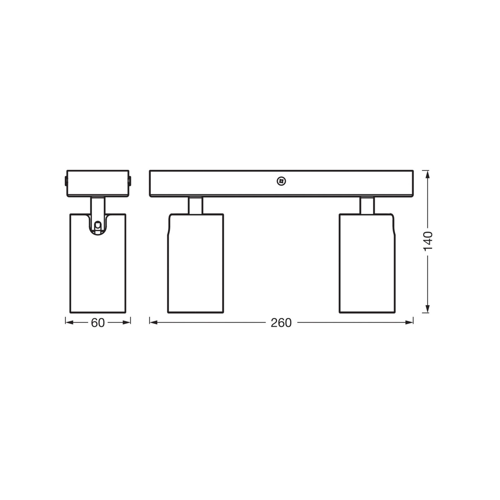 OSRAM Deckenstrahler OCTAGON schwarz 2-flg. GU10-LED 927 dim