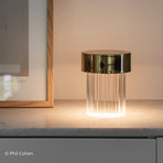 FLOS LED-Akkutischleuchte Last Order, geriffelt, Glas, IP20