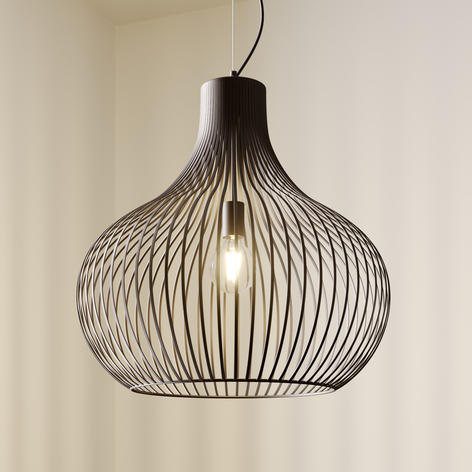 Lindby Frances hänglampa, brun, 1 lampa, Ø 60 cm
