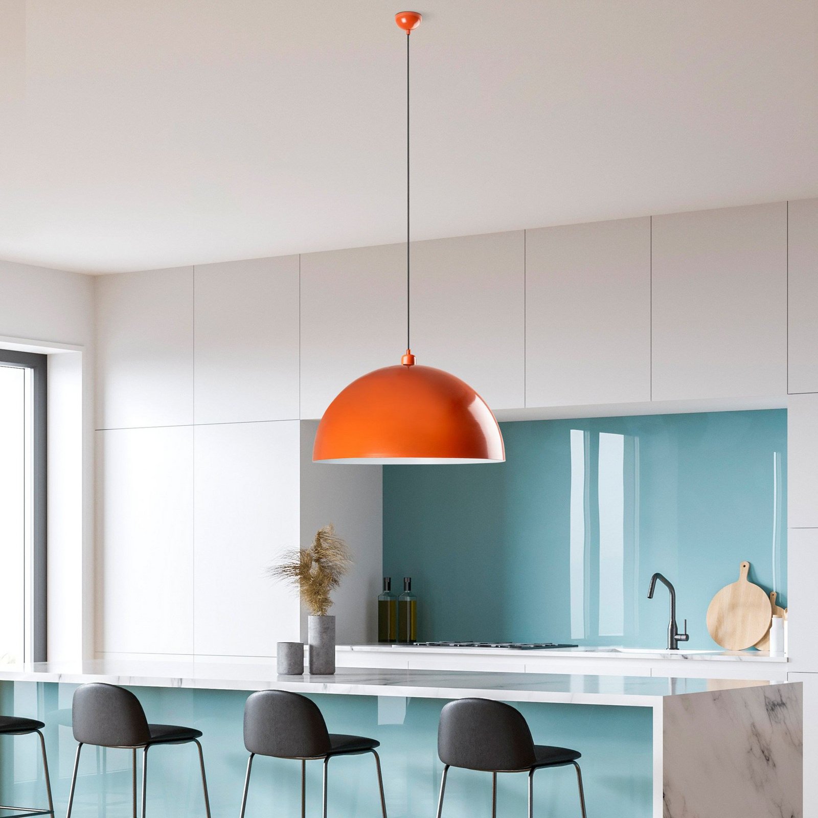 Hängeleuchte Kure, orange, Metall, Ø 60 cm, E27