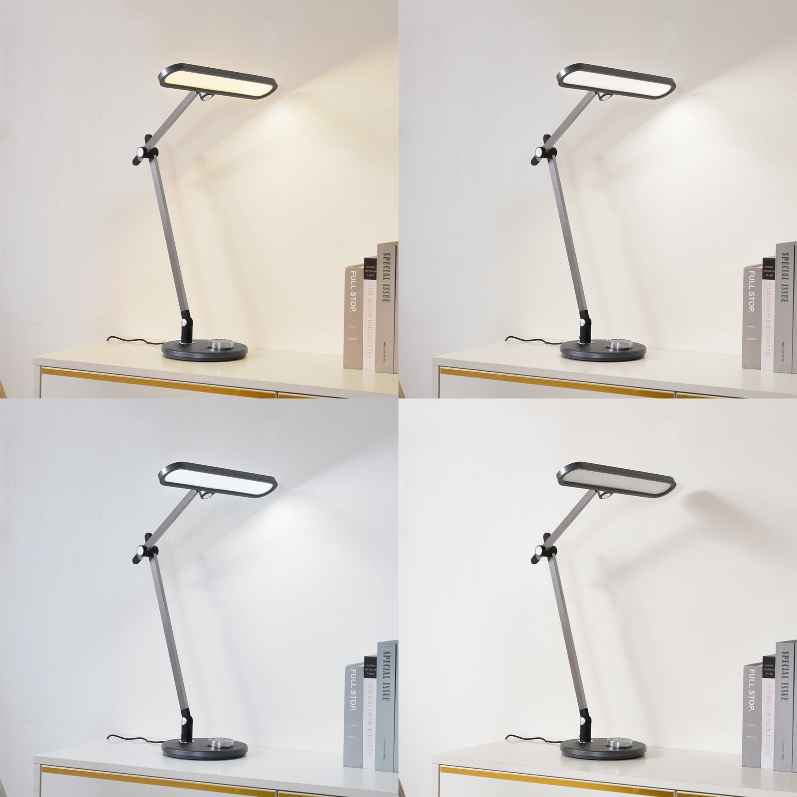 Lindby lampa stołowa LED Elvir, szary, aluminium, wys. 53cm, CCT