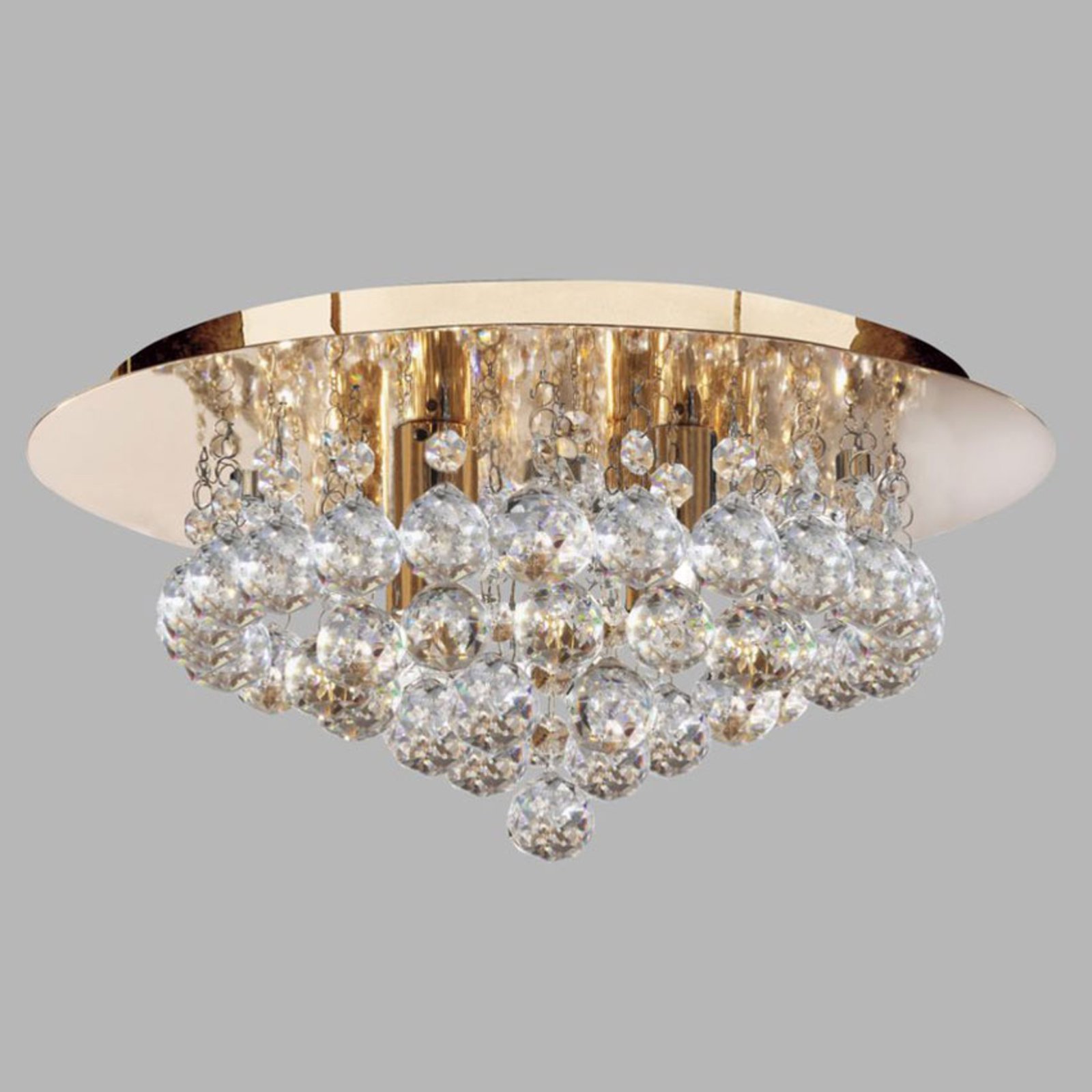 Hanna plafondlamp met kristallen bollen, 35 cm goud