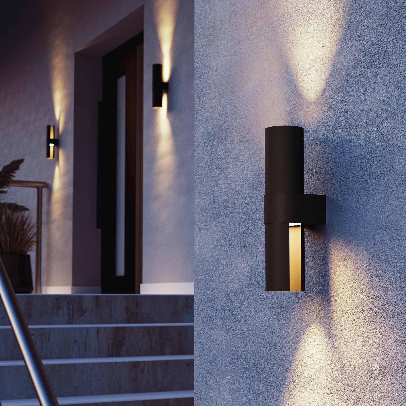 Montelauro LED vanjska zidna svjetiljka, crna, visina 32 cm, metalna