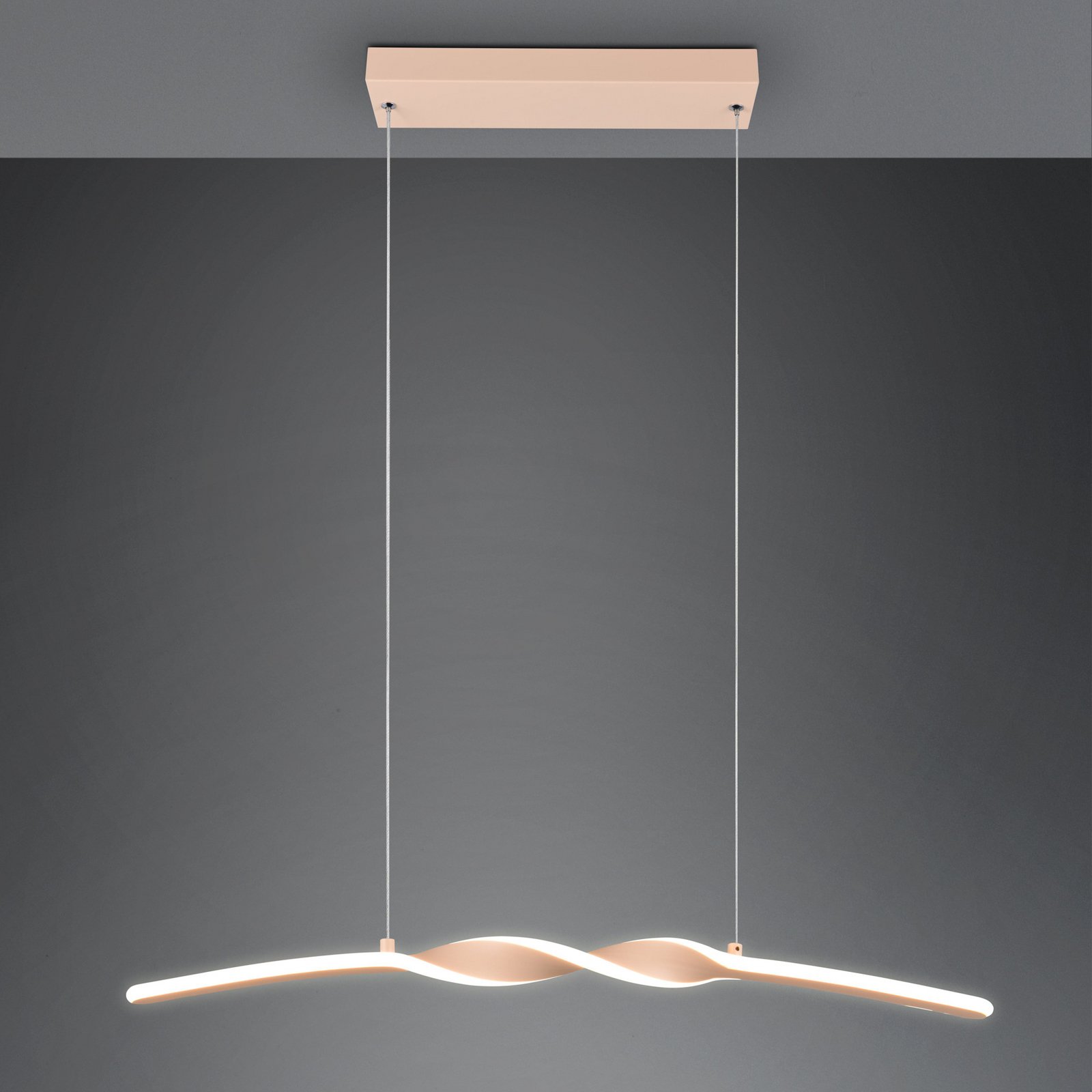 LED pendant light Ginko, sand, metal, length 79 cm