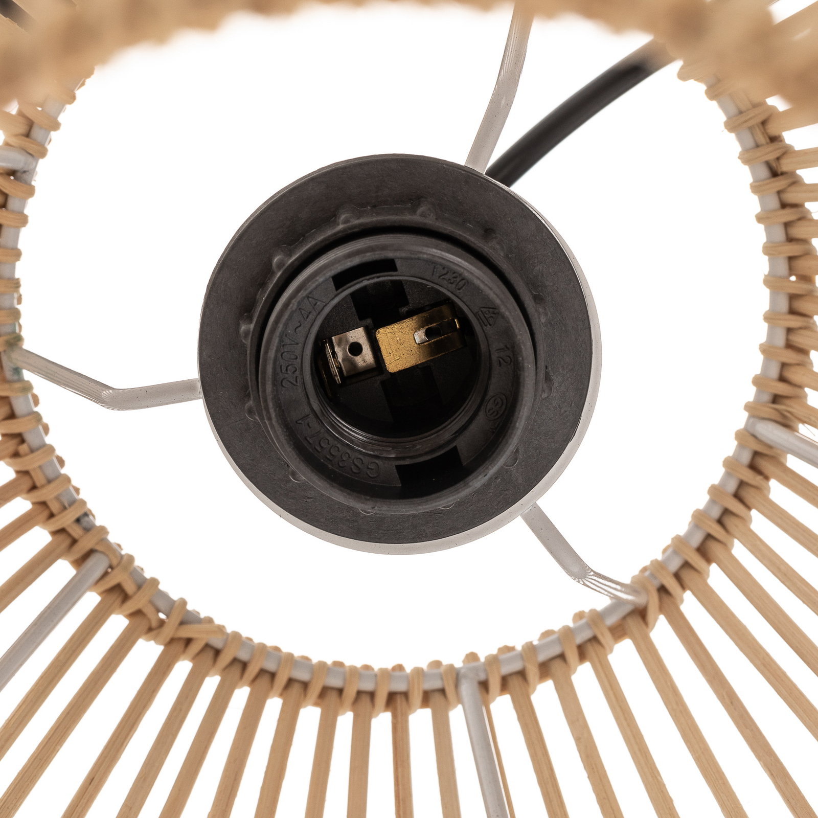 "Anteo" pakabinamas šviestuvas iš rotango, aukštas ovalus