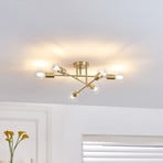 Lindby ceiling light Aloria, 6-bulb, gold, metal, E27