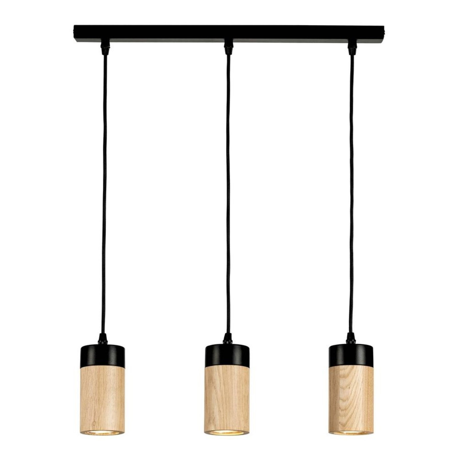 Plain 3 Lustră Pendul Black/Wood - Envostar