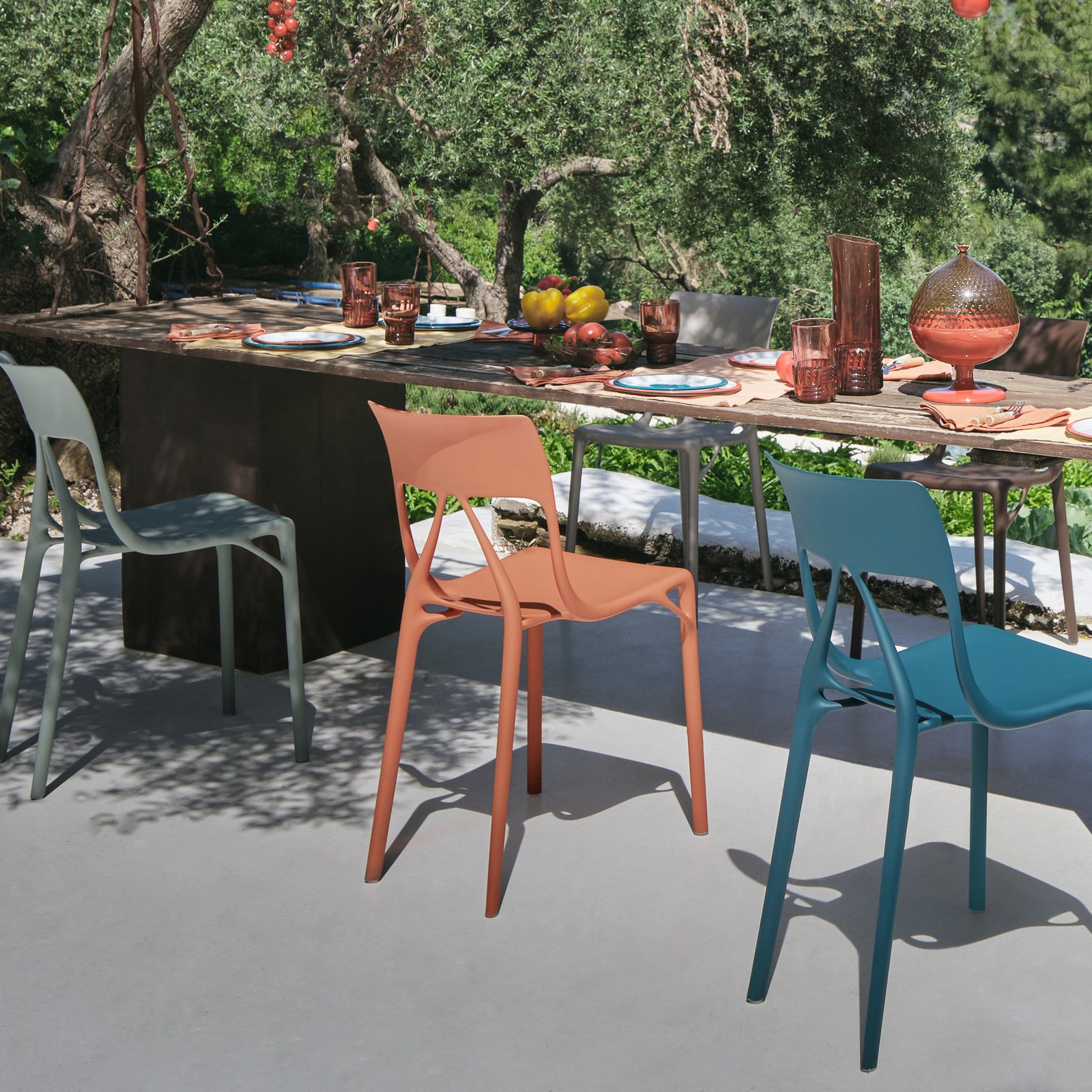 Chaises A.I. Lite, terre cuite, hauteur 80 cm, lot de 2 - Kartell