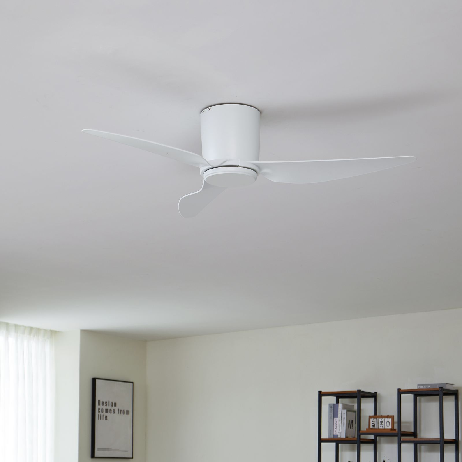 Lindby ceiling fan Aulo, white, DC, quiet, Ø 123 cm