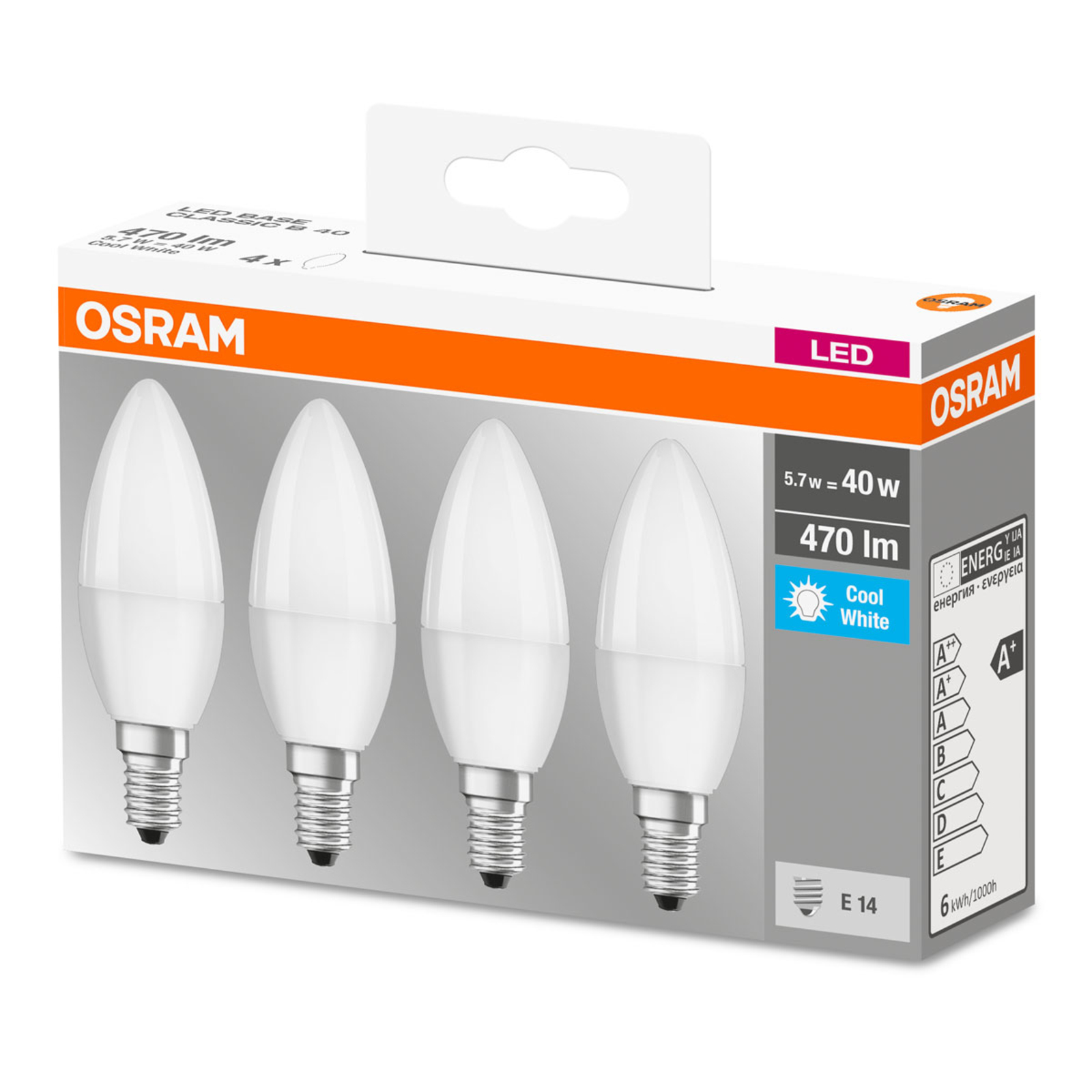 OSRAM LED candle E14 base retro 5.7 W 4-pack