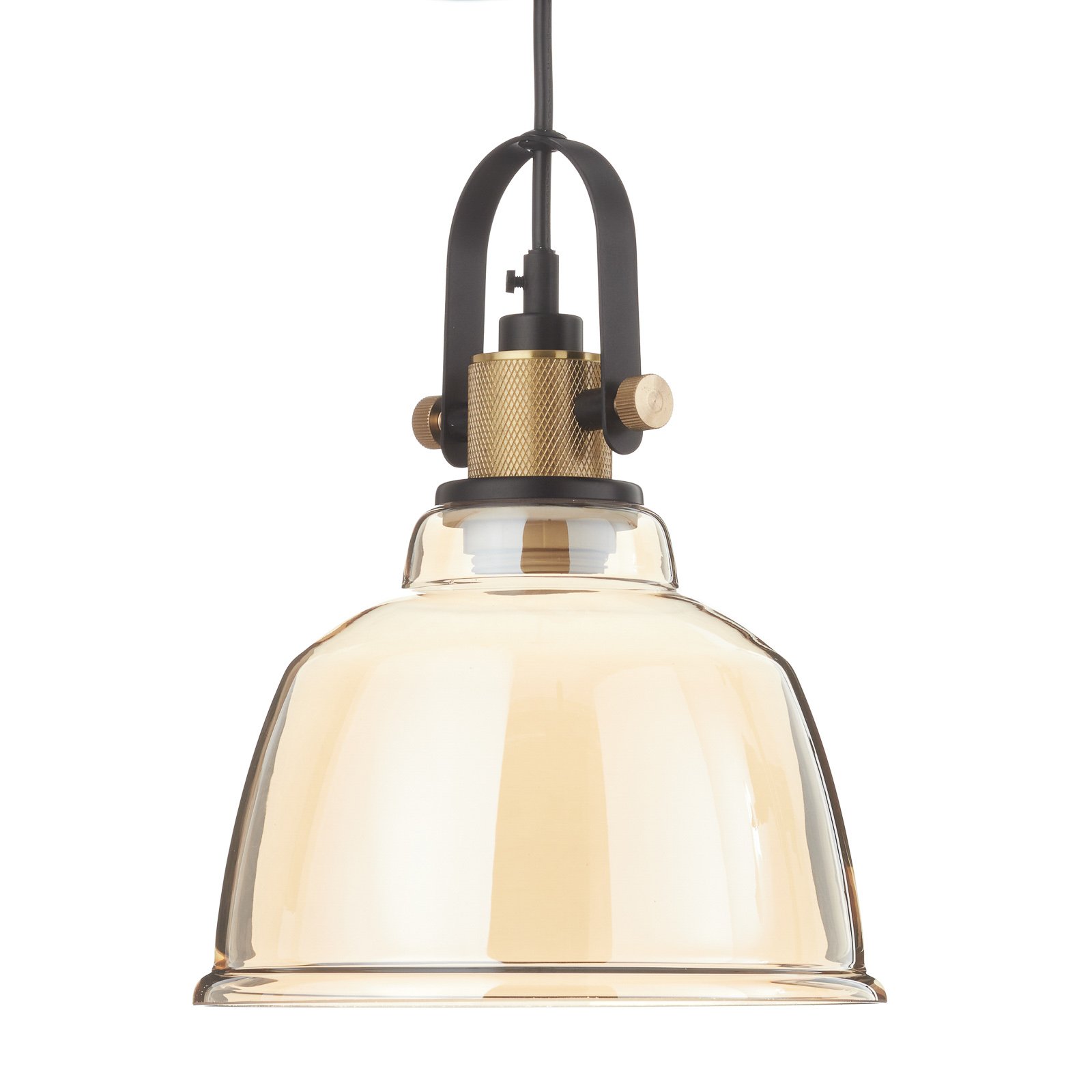 Maytoni vintage pendellampe Irving med ravglas - pendel lampe - haengelampe stue/spisestue - rav, sort, guld - metal, glas