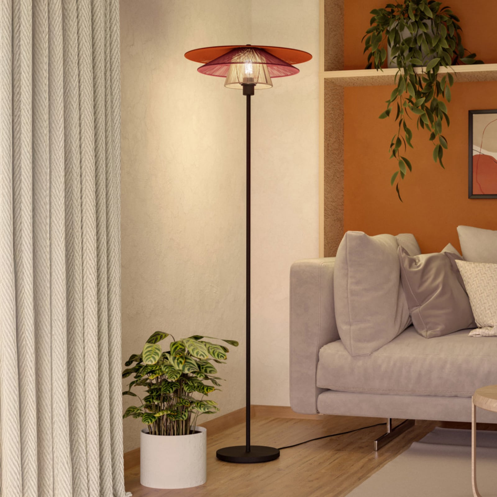 EGLO Stehlampe PIGNONA, rot/orange/weiß, Höhe 161 cm, Textil