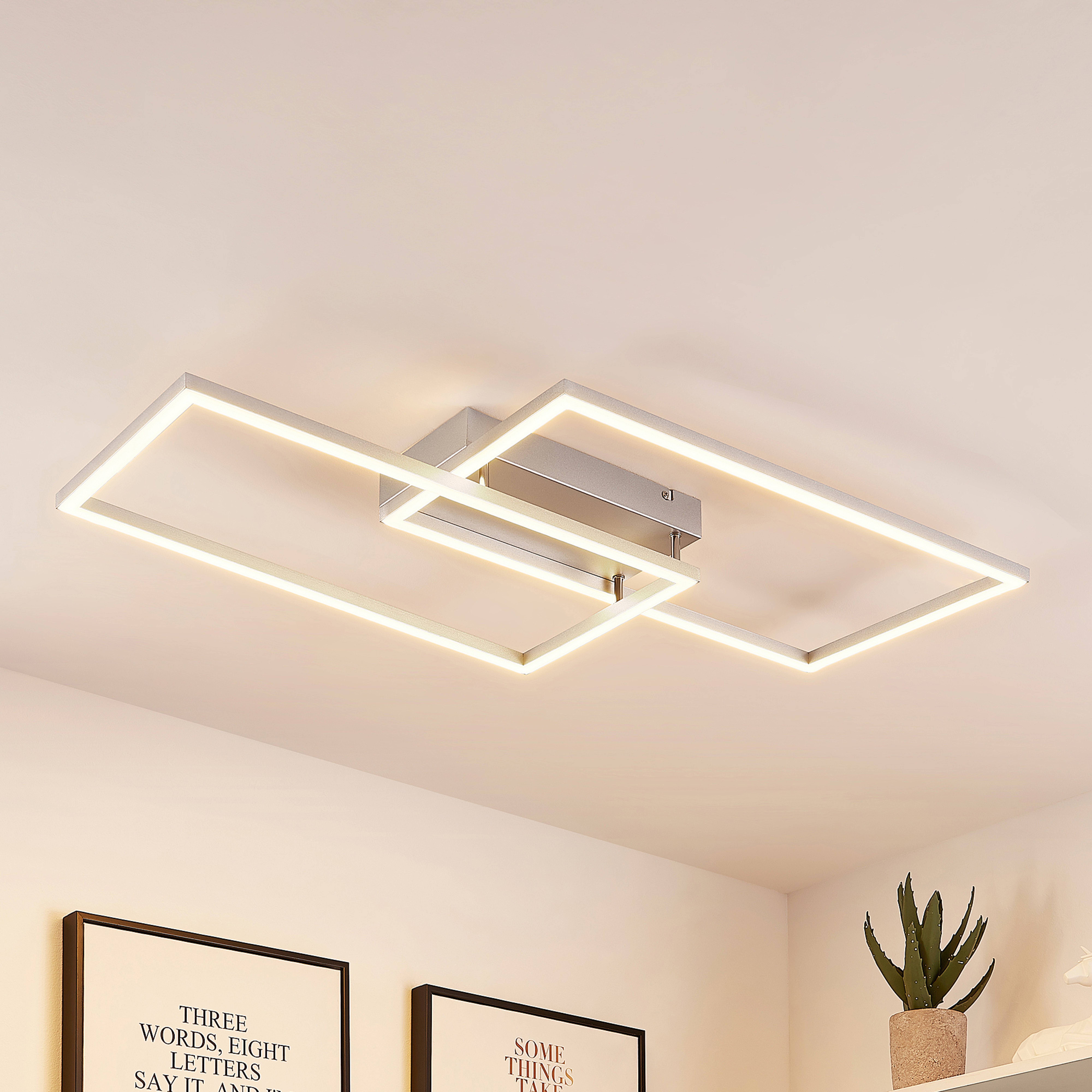 Lucande Muir LED plafondlamp, rechthoeken, CCT