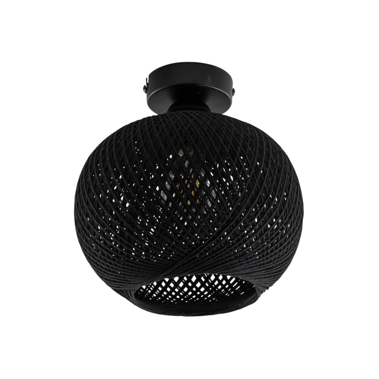 Lampa sufitowa Yumak, czarna, Ø 26 cm, linka, 1-punktowa