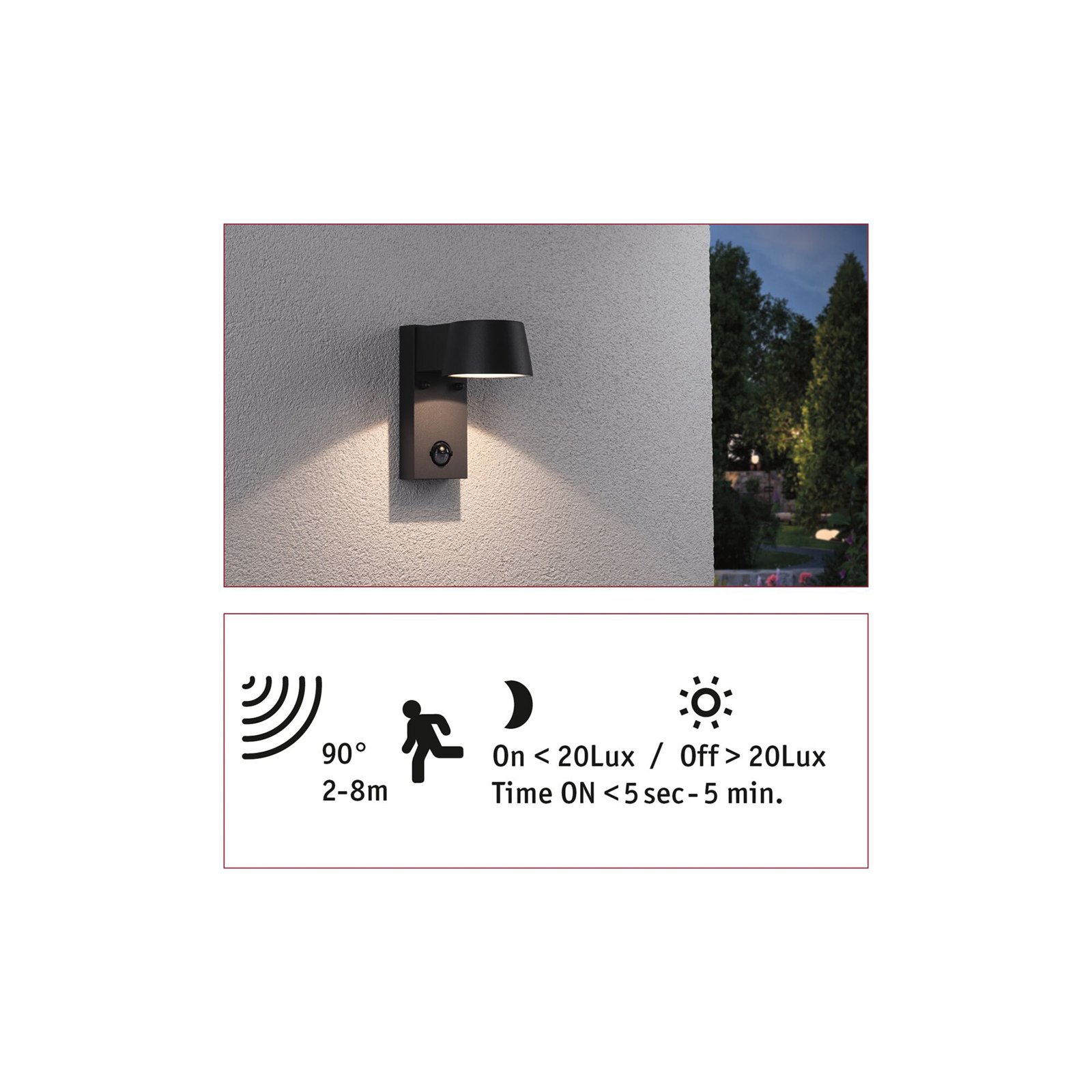 Capea Outdoor Wall Lamp w/Sensor Alu/Anthracite - Paulmann