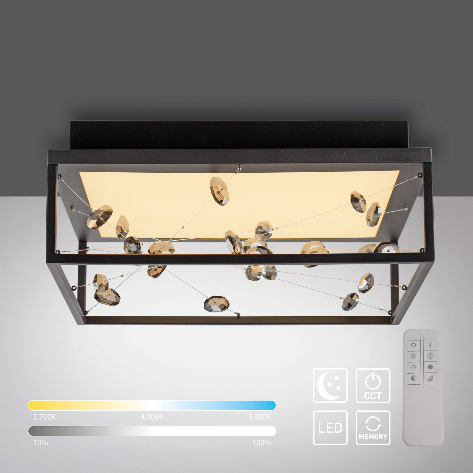 LED lubų šviestuvas „SKINA“, juodos spalvos, 40 cm, CCT, su nuotolinio valdymo LED lubų šviestuvas „SKINA“, juodos spalvos, 40 cm, CCT, su nuotolinio valdymo