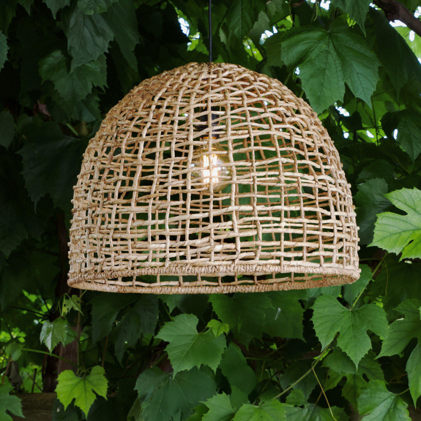 Pr Home Ανοιχτόχρωμο Ξύλο, Μαύρο Εξωτερική Κρεμαστή Λάμπα Cebu, Lampakanay, Ø 57 Cm, Βύσμα, Ip44