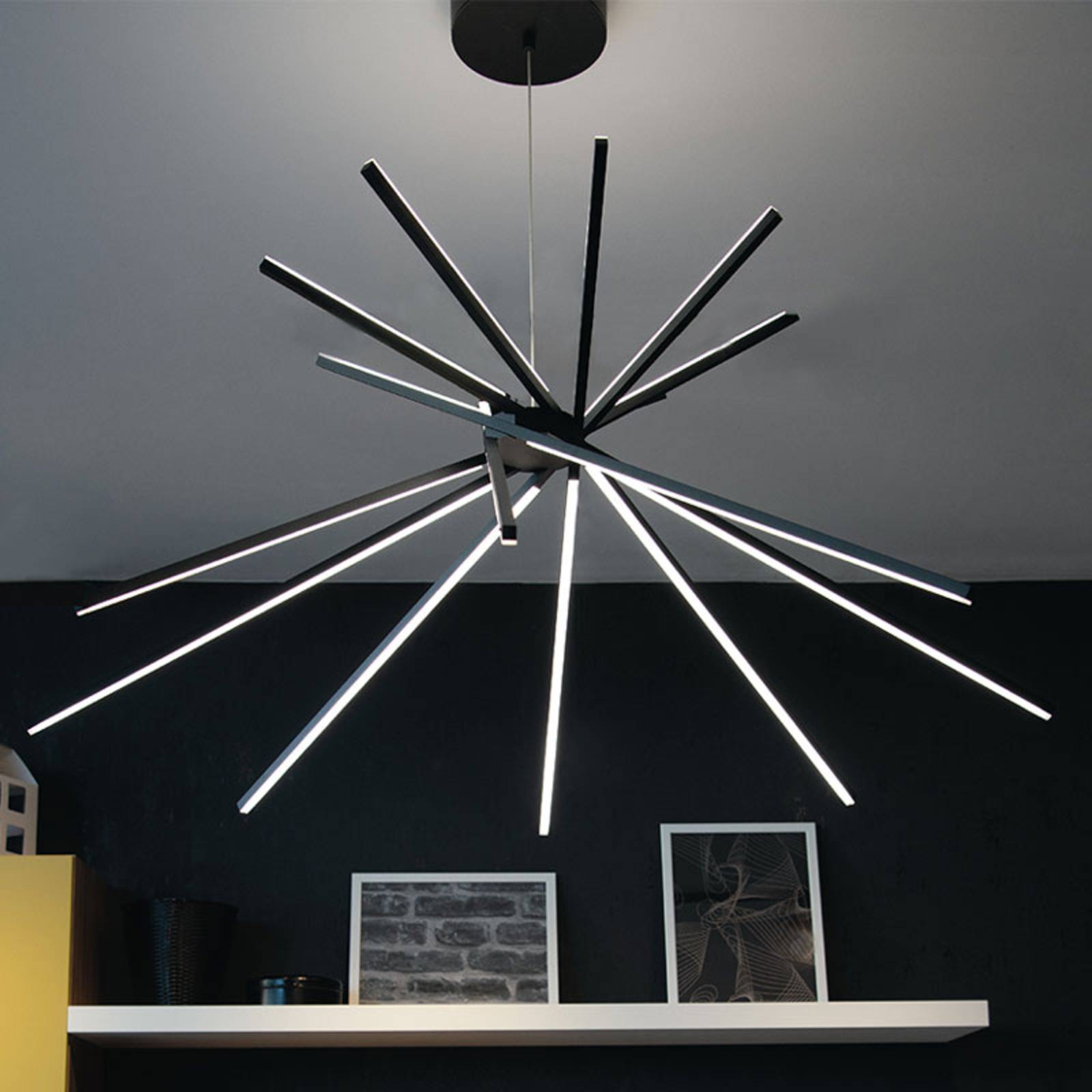 Lampa wisząca LED Shanghai 8-pkt. 4 000 K czarna